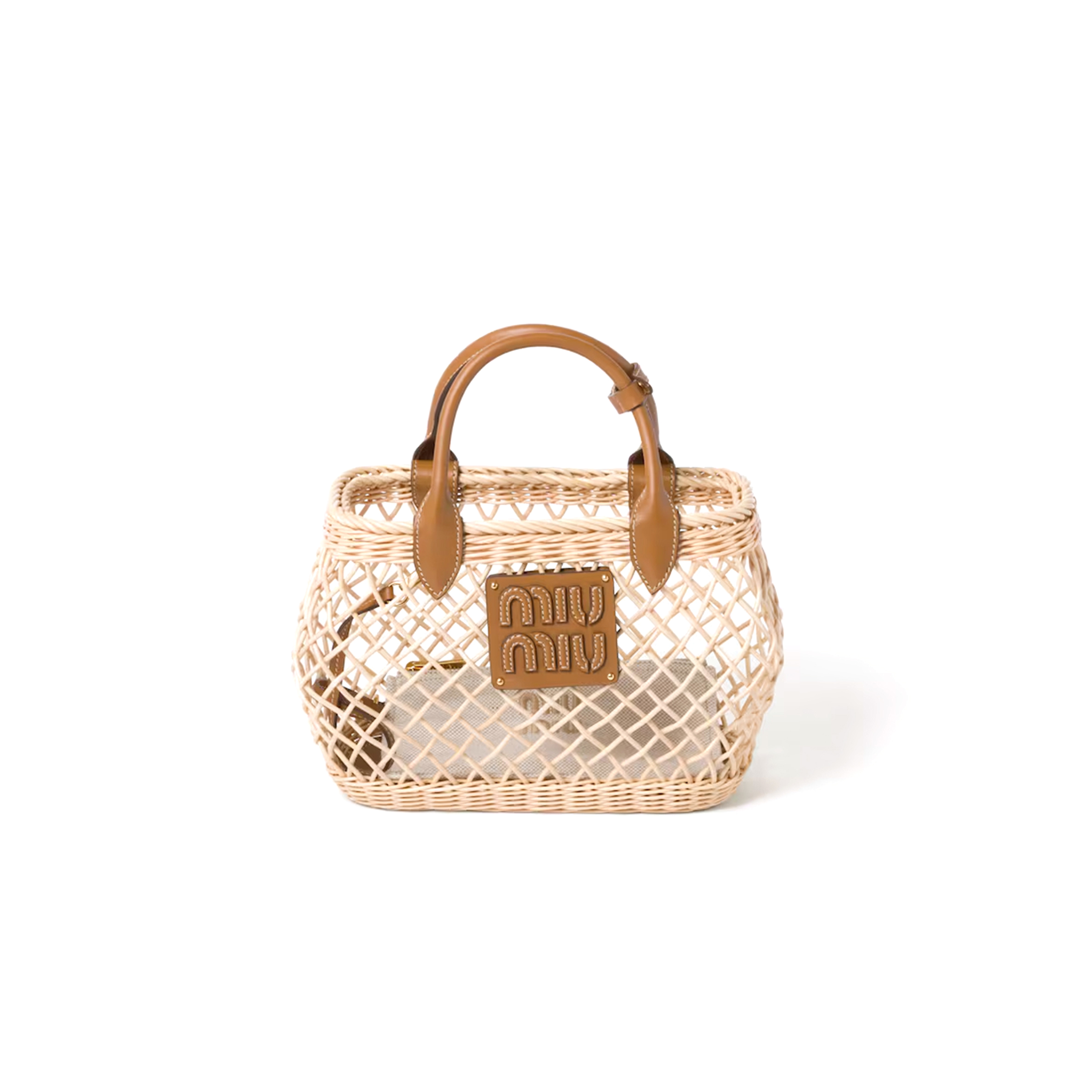 M1v M1v woven fabric handbag with leather trim 5ba286 (23.5*18*9cm)